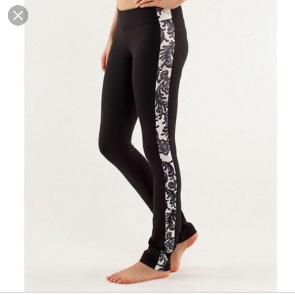 Lululemon floral lace stripe leggings tights 6